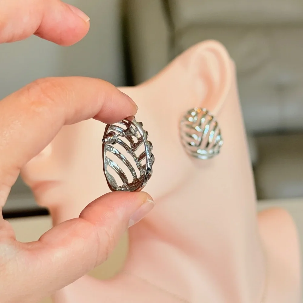 Silver Statement Stud Earrings
